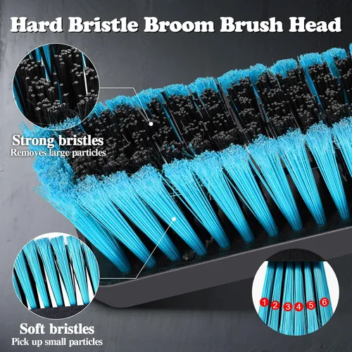 Miniatura 2 de MASTERTOP 24" Heavy Duty Push Broom with Ultra-Sturdy Adjustable Handle, 6-Layer Stiff Bristles Garden Yard Broom, Outdoor Sweeping Brush for