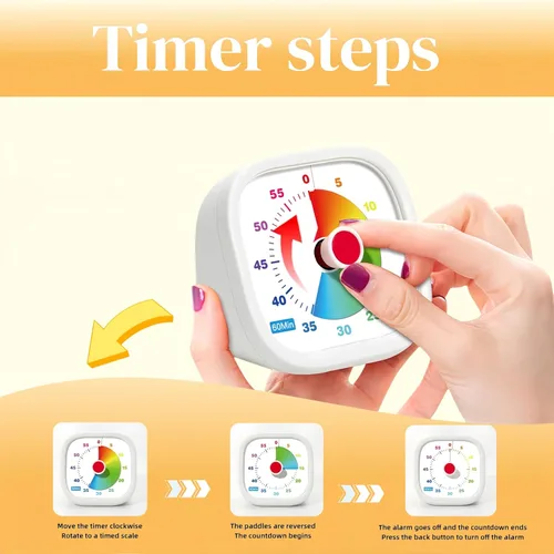 Miniatura 5 de Temporizador visual para niños, temporizador de cuenta regresiva de 60 minutos para cocina, oficina, aula, hogar, estudio, recordatorio de tareas