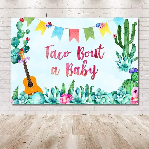 Miniatura 6 de Fondo de fiesta de taco de 7 x 5 pies, para fiesta de bebé, para el cinco de mayo, niño mexicano, baby shower, fotografía, cactus, decoración