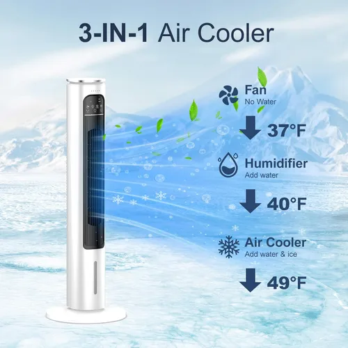 Miniatura 4 de Unidad de aire acondicionado portátil sin ventanas con control remoto, enfriador de aire evaporativo sin ventilación de 37 pulgadas, enfriador