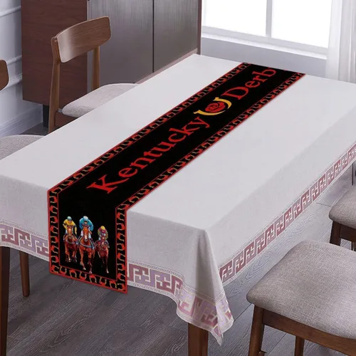 Miniatura 3 de Vohado Camino de mesa Derby 2026 con rosas y carreras de caballos, decoración de fiesta, comedor, hogar, cocina, 72 pulgadas de largo