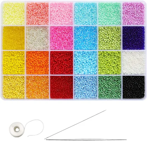 Miniatura 12 de Tamaño 12/0 - Cuentas de cristal para manualidades de 0.079 pulgadas (0.079 in), juego surtido con caja organizadora para fabricación de joyas