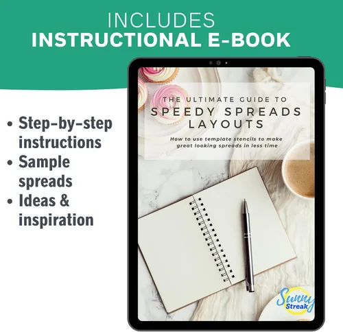 Miniatura 5 de Speedy Spreads - Plantillas de diario (diseños semanales #1), plantillas x6 para cuaderno de cuadrícula de puntos A5, ahorra tiempo en diseños