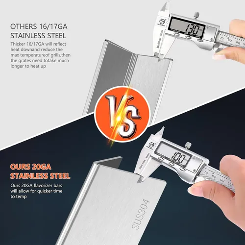 Miniatura 7 de QuliMetal 44.5 cm SUS304 Barras Aromatizadoras y Deflectores de Calor para Parrillas Weber Genesis 300 Series, Compatibles con Genesis E310 E320