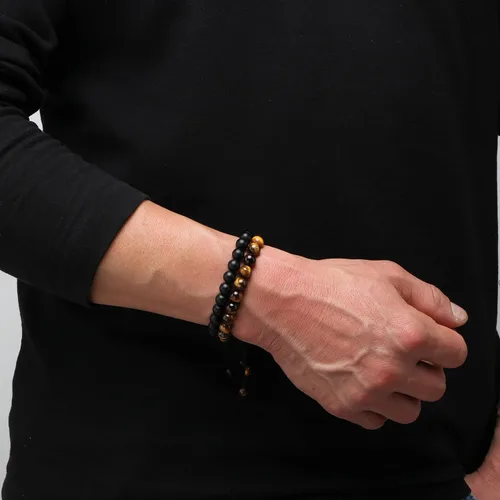 Miniatura 4 de Pulsera de ojo de tigre de roca de lava para hombre, regalos para cumpleaños, aniversario, regalos de Navidad para hombres, papá, marido, hijo