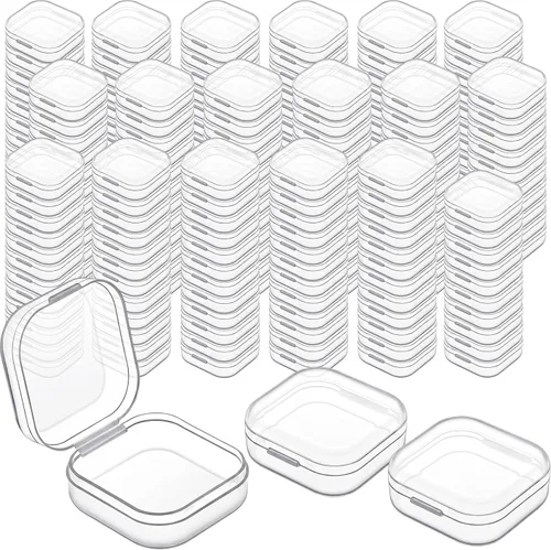 Miniatura 10 de SATINIOR 100 Piezas Cajas de Almacenamiento de Perlas de Plástico Transparente Cajas Pequeñas Claras con Tapa con Bisagras Estuche de Plástico