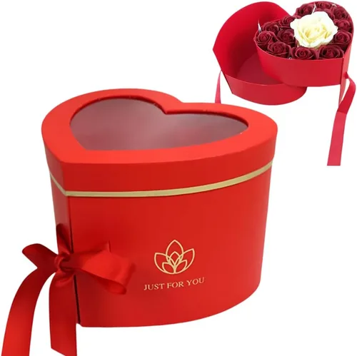 BBJWRAPS - Caja para flores en forma de corazón con tapa para arreglos de lujo, florerías, entregas de regalos, material de cartón piedra de 9