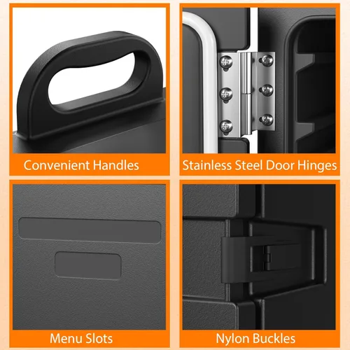 Miniatura 7 de COSTWAY Calentadores de alimentos para catering, cajas calientes para 5 sartenes de tamaño completo, capacidad de 81 cuartos de galón, diseño Negro