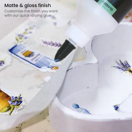 Miniatura 3 de Arteza Decoupage Kit de manualidades de pegamento, 2 acabados de pegamento (brillante y mate), botellas de 8 onzas, cepillos de espuma, herramientas