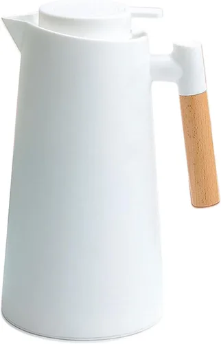 Miniatura 10 de Jarra térmica de doble pared de 1 litro, olla térmica al vacío con mango de madera, hervidor de agua, frasco aislado, jarra de té que mantiene