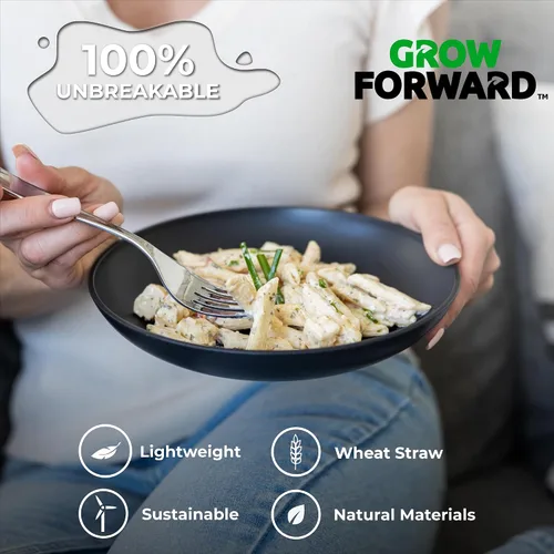 Miniatura 4 de Grow Forward Tazones Premium de Paja de Trigo para Pasta - 30oz Platos Hondos Irrompibles Anchos y Poco Profundos Juego de 6 - Tazones de Pasta