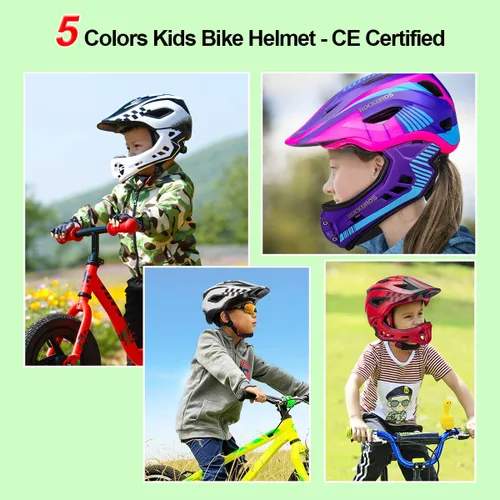 Miniatura 5 de ROCKBROS Casco integral para niños Cascos de bicicleta para niños Casco ligero de bicicleta de montaña para niños pequeños Desmontable para MTB BMX