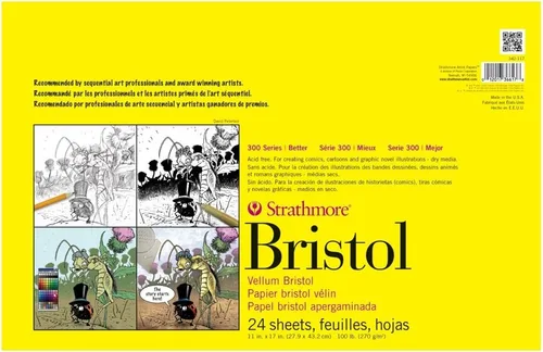 Miniatura 10 de Strathmore Bloc de papel Bristol serie 300, liso, encuadernado con cinta, 11 x 14 pulgadas, 20 hojas (100 lb/270g) - Papel de artista para adultos