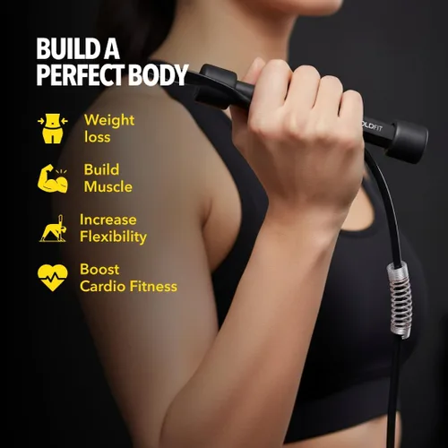 Miniatura 3 de Boldfit Cuerda de saltar para hombres y mujeres con cuerda de salto de velocidad de altura ajustable para ejercicio, gimnasio, deportes fitness