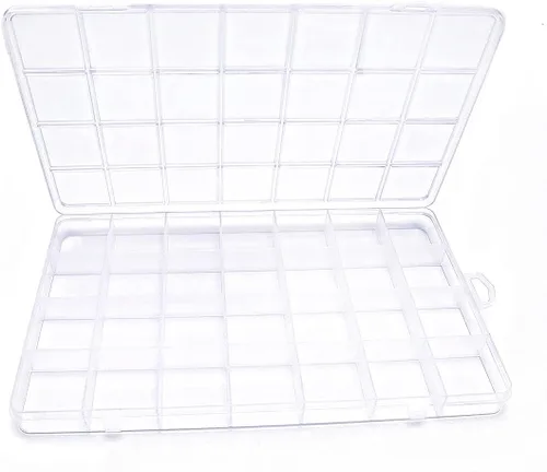 Miniatura 16 de IOOLEEM Caja organizadora de cuentas de plástico de 15 rejillas, caja de almacenamiento de contenedores, divisores para artes y manualidades