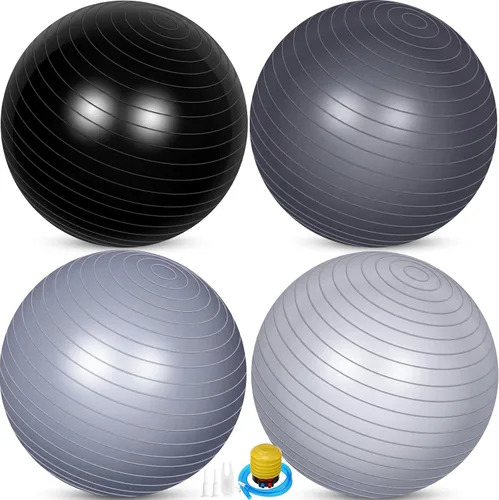 Miniatura 11 de Leyndo 4 pelotas de ejercicio de yoga de 26 pulgadas, para pilates, embarazo, parto, fitness, con bomba rápida, antiestallido, para mejorar