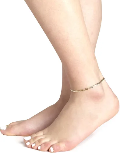 Miniatura 2 de Floreo 10k Fine gold 4mm Curb Cuban Chain Bracelet and Anklet