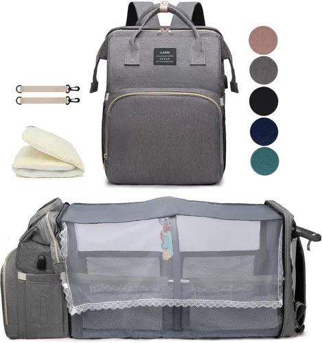 Miniatura 17 de Mochila de pañales azul para mamá: bolsas de bebé grandes con cambiador para niños pequeños, niñas, mujeres, papá, mamá, hombres, mochila de viaje