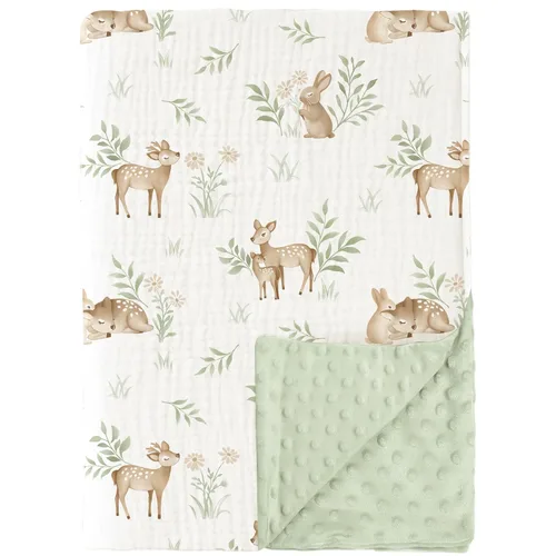 Miniatura 11 de Konssy Mantas para Bebé Unisex para Niños y Niñas, Mantas de Guardería Minky Súper Suaves con Frente de Algodón de Muselina y Respaldo de Vellón