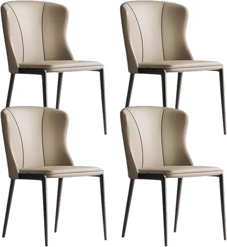 Miniatura 14 de Juego de sillas de comedor de 1/2/4, sillas laterales de cocina tapizadas de cuero, silla de comedor con patas de metal, silla de negociación sin