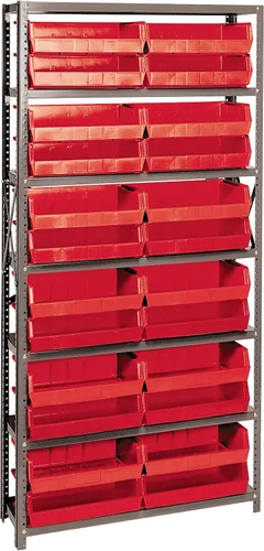Miniatura 82 de Quantum QSBU-245BK Heavy Duty Shelving Unit with (7) Shelves and (24) QUS245 Black Bins for Garage Warehouse Storage Distribution 400 lb Load