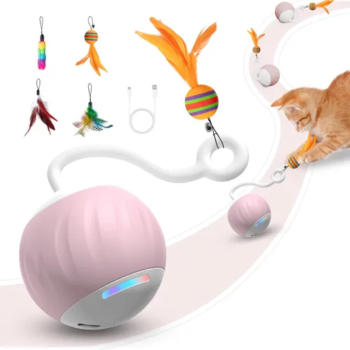 Miniatura 8 de Pelota interactiva mejorada de juguetes para gatos de interior – La pelota para gatos cuenta con activación táctil y por voz, 2 ajustes de velocidad