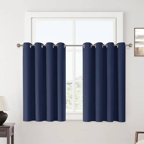 Miniatura 86 de ChrisDowa Cortinas 100% Opacas de Abedul Sólido de 45 Pulgadas de Largo, 2 Paneles para Dormitorio y Sala de Estar, Estilo Granja Oscurecedoras