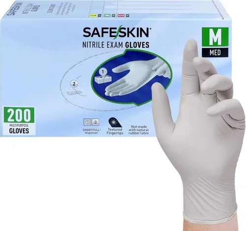 Miniatura 12 de SAFESKIN Nitrile Exam Gloves Disposable - 3.5 Mil, Gray, Powder Free Gloves for Medical, Dental, Cleaning, Cooking