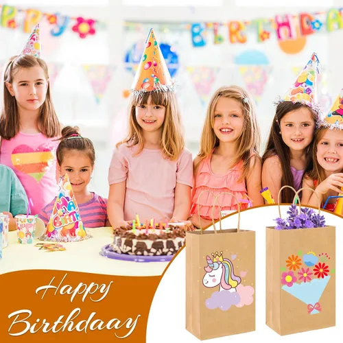 Miniatura 5 de XPCARE 200 piezas Bolsas de regalo de papel 13,3 x 8,2 x 20,9 cm, bolsas de papel kraft marrón con asas para envolver regalos, bolsas de papel al
