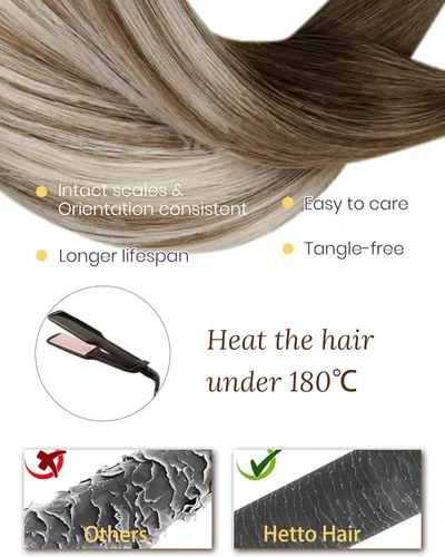 Miniatura 81 de 【Descuento】Hetto - Extensiones de cabello con cinta adhesiva, 40g, extensiones de cabello humano, color rubio ceniza oscuro degradado a rubio medio