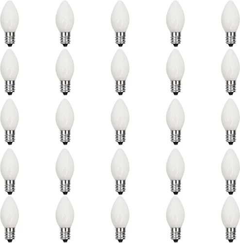 Miniatura 11 de Oviejo Paquete de 25 bombillas de repuesto C7 para luces navideñas, bombillas LED verdes C7 para luces de cadena navideñas, bombillas vintage C7 E12