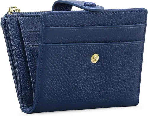 Miniatura 15 de FALAN MULE - Carteras pequeñas para mujer con bloqueo RFID, piel auténtica, cartera plegable delgada con cremallera y monedero para monedas