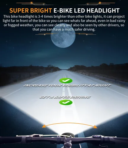 Miniatura 3 de E-Bike LED Headlight for Rad Power Bikes Mini Rover Expand Runner, High Output E-Bike LED Lights Head Light with Mounting Bracket and E-Bike Plug