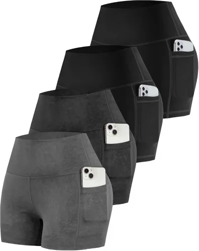 Miniatura 31 de CHRLEISURE - Pantalones cortos de ciclismo para mujer con bolsillos de licra, cintura alta, con control de abdomen para entrenamiento, yoga
