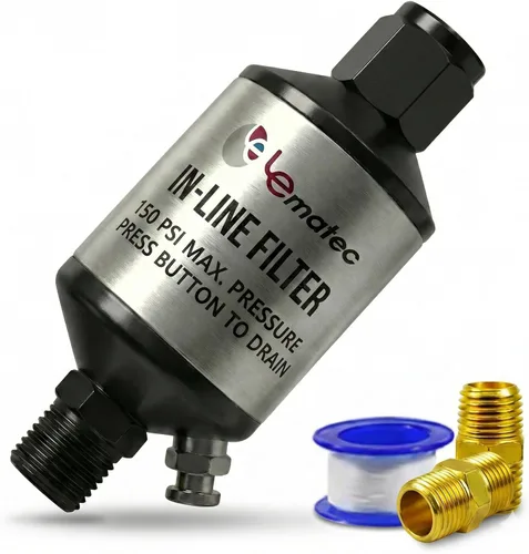 Miniatura 8 de LE LEMATEC Separador de Agua del Compresor de Aire - Trampa de Humedad en Línea de 1/4 NPT, Secador de Aire para Herramientas Neumáticas, Pistola