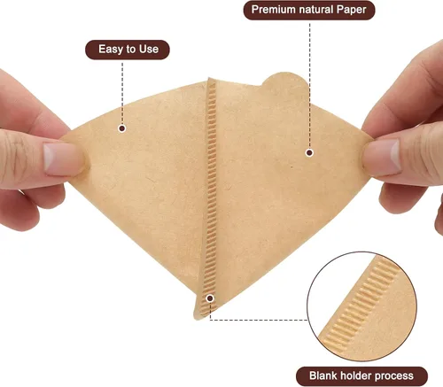Miniatura 6 de Filtros de café 4 conos, 100 unidades de filtro desechable sin blanquear para cafetera por goteo, filtros de papel de café de 8 a 12 tazas, filtros