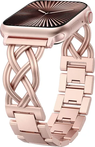 Miniatura 14 de TOYOUTHS - Pulsera elegante compatible con bandas de Apple Watch de 38/40/41/42/44/45/46/49mm para mujeres, correa de metal de acero inoxidable