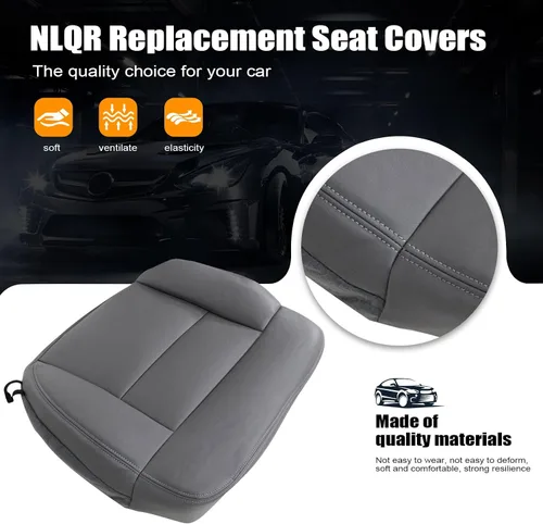 Miniatura 2 de NLQR Funda de asiento de microfibra de cuero de repuesto para lado del conductor delantero #QB gris ceniza medio compatible con Ford F150 Lariat