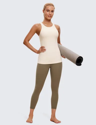 Miniatura 3 de CRZ YOGA Butterluxe Camisetas sin Mangas de Cuello Alto para Mujeres - Espalda Cruzada Entrenamiento Acolchada Yoga Atlética Camisola con Sujetador