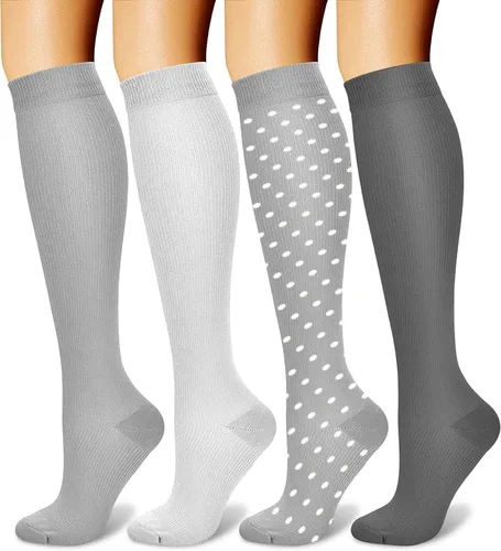 CHARMKING Calcetines de compresión para mujeres y hombres (4 pares) de 15 a 20 mmHg es el mejor apoyo para atletismo, correr, ciclismo
