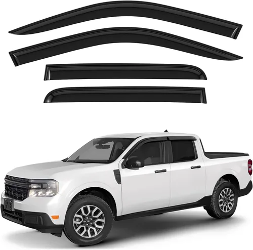 Miniatura 23 de Deflectores de ventana tintados ahumados con cinta adhesiva para ventana lateral, deflectores de lluvia compatibles con Ram 2009-2018 1500 Crew Cab