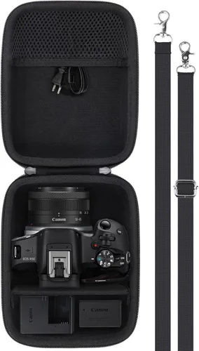 Funda para cámara compatible con Canon EOS R50/R100 cámara sin espejo con lente RF-S18-45mm F4.5-6.3 IS STM PTZ, estuche de transporte con correa