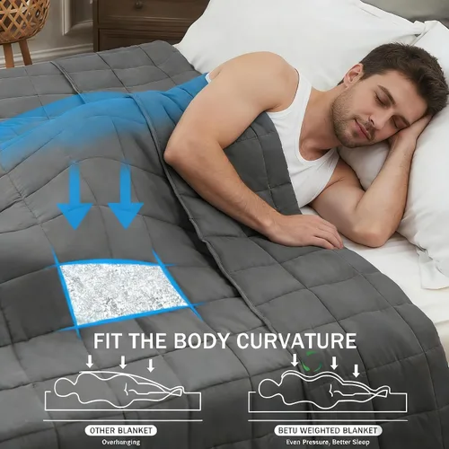 Miniatura 210 de Manta con Peso Azul para Adultos 12 libras, 48"x72", Tamaño Twin Full Manta Pesada Refrescante para 110-130 libras, Mantas Grandes de Microfibra