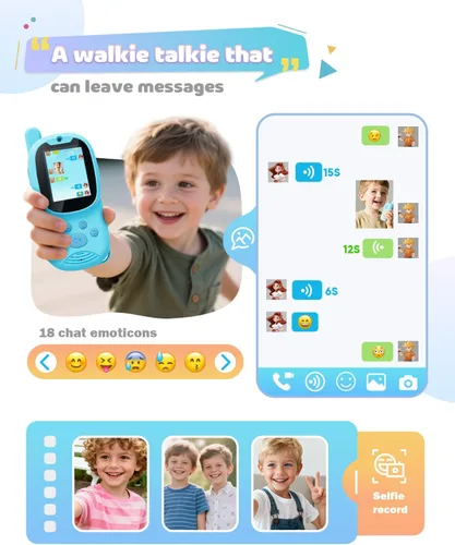 Miniatura 4 de Walkie talkies de video para niños, paquete de 2 walkie talkies recargables para niños que pueden enviar mensajes, regalos de cumpleaños de Navidad