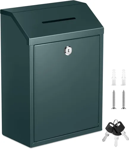 Miniatura 16 de Yaocom Caja de dinero de metal para donación de dinero para colección de soportes de granja, caja de sugerencias segura con candado montado