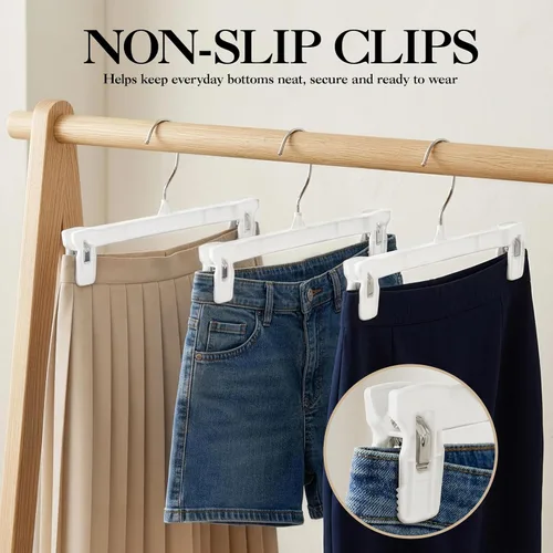 Miniatura 4 de Perchas para falda Smartor Perchero para pantalones con clips Disponible en paquetes de 10, 30, 60 Ahorro de espacio Duraderas Clips