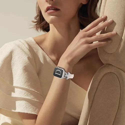 Miniatura 7 de Bandas delgadas de cuero compatibles con Apple Watch para mujeres de 40 mm, 41 mm, 38 mm, 44 mm, 45 mm, 49 mm, 42 mm, 46 mm, con forma de D