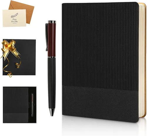 Miniatura 41 de Cuaderno con Líneas para Trabajo, Cuaderno de Notas con Rayas Universitarias 5.79"x8.27" A5 Cuero PU para Escritura Diaria 216 Páginas para Mujeres