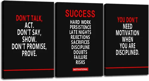 Miniatura 29 de Arte de Pared Motivacional 40 Razones para Entrenar 3 Piezas Pintura Impresión en Lienzo Decoración de Oficina Póster Mentalidad Millonaria