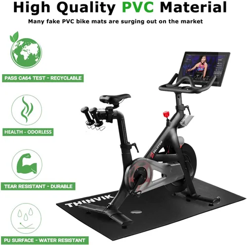 Miniatura 3 de Thinvik Alfombrilla de bicicleta para bicicleta Peloton Spinning y Wahoo Kickr 30 x 60 pulgadas/30 x 72 pulgadas, alfombrilla de entrenamiento
